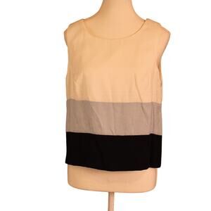 Vintage Petite Perceptions Sleeveless Color Block, Side Zip Blouse Petite 12